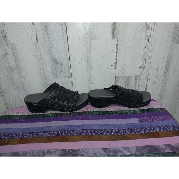 Dansko Marion Weave Leather Slip-on Open Toe Platform Sandal Black 40 - Picture 4 of 9